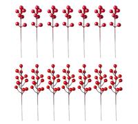 NOLITOY 20pcs Realistic Red Foam Berry Ornaments for Christmas Decoration, Artificial Berry Stems with Bright and Vivid Colours, for Arts and Crafts DIY and Photo Props