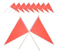 NOLITOY 20pcs Red Triangular Lawn Marker Flags with Stakes Nylon Material Quick-setup Garden Sprinkler Flags for Surveying Marking Construction and Training Use