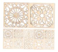 NOLITOY 20pcs Square Hollow Wooden Pieces for Crafts Bohemia Style DIY Floral Cutouts with Natural Wood Color for Hand Painting Wedding Holiday Decorations Creative Art Projects for Adults