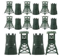 NOLITOY 20Pcs Tactical Model Miniature Army Battle Landscape Decor Plastic Olive Green Turret Fortress Set for Diorama Soldier Action Figure Tabletop War Game Play Prop Collectors Kits 9.0x5x5cm