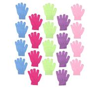 NOLITOY 24pcs Exfoliating Bath Shower Gloves Nylon Skin Cleaning Mitts with Elastic Wrist for Massage and Dead Skin Removal Fits Hands Comfortable Divided Finger Design Random Color