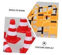 NOLITOY 24pcs Road Educational Traffic Roadblock Playset for Early Transportation Learning Role Play with Red Cones Orange Barriers Yellow Crash Buckets