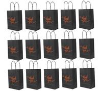 NOLITOY 25Pcs Black Kraft Paper Bags with Gold Foil Thank You Print Large Capacity Folding Bottom Favor Bags for Weddings Parties Wrapping and Holiday Events