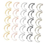 NOLITOY 25Pcs Rotatable Moon Shape Hollow Charms Jewelry Frames for DIY Resin Pendant Necklaces Bracelets Earrings with Color Alloy Open Bezels Craft Accessories