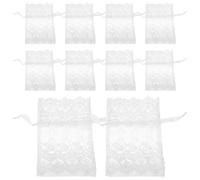 NOLITOY 25pcs White Organza Pouches with Lace Drawstring Elegant Mesh Jewelry Present Bags for Christmas Party Favors Candy Holders Versatile Storage for Bracelets and Cosmetics