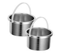 NOLITOY 2pcs 500ml Aluminum Wax Warmer Replacement Pots Liner for Wax Heater Portable Melt Cups for Aromatherapy and Hair Removal Bowl