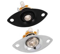 NOLITOY 2pcs 6.35mm Oval Curved Output Jack Socket Plate for Electric Guitar Bass Ukulele Replacement Metal Jack Cover in Silver and Black