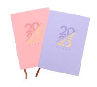 NOLITOY 2pcs Academic Planner Daily Management Notebook for Students and Office Portable Household Schedule Organizer with Day Calendar Pink and Purple