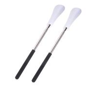 NOLITOY 2pcs Adjustable Handle Long Shoehorn Tool Stainless Steel Retractable Shoe Horns for Boots Men Women Elderly Relief Ergonomic Design