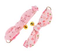 NOLITOY 2pcs Adjustable Lightweight Cat Collar with Bell and Removable Bowtie Cute Bunny Ears Design for Female Kittens and Small Dogs Soft Cotton
