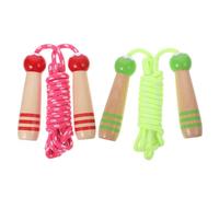 NOLITOY 2pcs Adjustable Skipping Ropes with Wooden Handles Lightweight Portable Jumping Ropes for Fitness and Outdoor Cardio Exercise Red Green