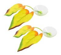 NOLITOY 2pcs Betta Fish Leaf Resting Beds with Suction Cups, Yellow Double Leaf Aquarium Decorations, Betta Fish Tank Accessories for Spawning and Relaxation