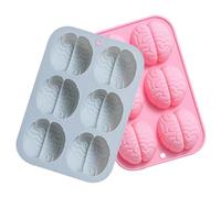 NOLITOY 2Pcs Brain Shape Silicone Mold for DIY Chocolate Cake Baking Novelty Fondant Mold in Blue and Pink Flexible Non-Stick Silicone Tray for Unique Dessert and Cupcake Decoration