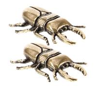 NOLITOY 2pcs Brass Beetle Figurines Vintage Retro Insect Statues Feng Shui Decorative Ornaments for Home Office Desktop Art Collectible