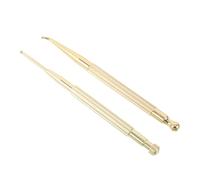 NOLITOY 2pcs Brass Ear Acupuncture Pen Set with Spring-Loaded Retractable and Fixed Heads, 12.5cm Acupressure Probe Sticks for Ear Pressure Massage and Facial Reflexology Therapy