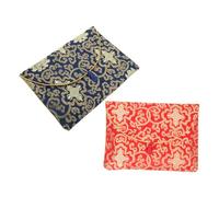 NOLITOY 2Pcs Buddhist Scripture Pouch Embroidered Storage Bags with Chinese Knot Closure Delicate Blue and Red Flower Patterns for Travel Hiking and Organizing Religious Texts
