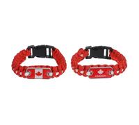 NOLITOY 2pcs Canadian Flag Braided Survival Bracelets Lightweight Seven Core Wristbands for Hiking Camping Travel Emergency Outdoor Gear