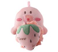 NOLITOY 2pcs Cartoon Bath Balls Shower Loofah with Lanyard Exfoliating Body Wash Sponge for Deep Cleansing Stress Relief and Skin Elasticity Cute Pink Strawberry Octopus Design