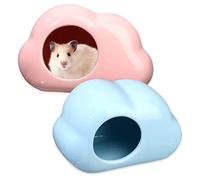NOLITOY 2Pcs Ceramic Hamster House Cloud Shape Small Animal Hideout Summer Cooling Porcelain Nest for Hamsters Gerbils Mice Rats