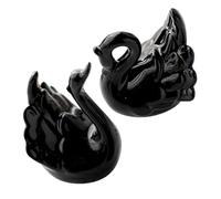 NOLITOY 2pcs Ceramic Swan Figurines Set Northern European Style Black Swan Statue Home Living Room Desktop Decoration Upward and Downward Head Poses