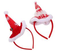 NOLITOY 2Pcs Christmas Santa Headband Plush Velvet Large Hat Design Warm Cozy Holiday Hair Accessory for Classroom Parties Photo Booth and Festive