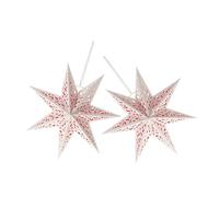 NOLITOY 2PCS Christmas Star Shaped Paper Lanterns Hanging Lampshades with Nine Cutouts for Festive Xmas Wedding Birthday Decor Paper Star Lamp Shades for Ceiling Pendant Light Fixtures