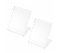 NOLITOY 2pcs Clear Shape Sign Holders Plastic Display Stands for Tabletop Price Labels Name Cards Transparent Acrylic Countertop Holders for Restaurants Retail Trade Shows Wedding Party