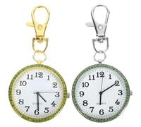 NOLITOY 2pcs Clip Pocket Watch Keychain Zinc Alloy Large Dial Easy Read Nurse Key Ring for Adults Portable Timekeeping Accessory