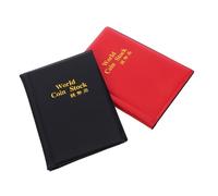 NOLITOY 2pcs Coin Album Holder for Collectors Protective Coin Storage Book with Secure Sleeves Minimalist Design for Scratch Resistant Organization and Long Term Preservation Red Black