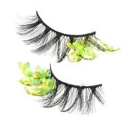 NOLITOY 2pcs Colorful Glitter False Eyelashes Lightweight Luminous Festival Lashes for Party Cosplay and Special Occasions Brighten Eyes with Comfortable Curl Design