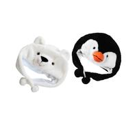 NOLITOY 2pcs Cute Plush Animal Hat for Soft Bear Penguin Beanie Skin-friendly Elastic Fit Breathable Warm Headwear for Spring Autumn Winter Outdoor Adventures and Everyday Use