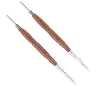 NOLITOY 2pcs Dual Ended Nail Art Pen Silicone and Metal Tips Comfortable Grip Wood Handle Nail Design Tool for Gel Polish Scraping and Shaping