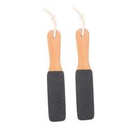 NOLITOY 2pcs Dual-Sided Wooden Handle Foot Files Ergonomic Callus Remover for Hard Skin Pedicure Portable Foot Care Trimming Tools with Hanging Rope for Easy Storage and Drying