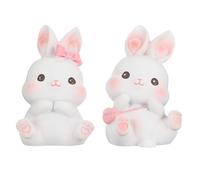 NOLITOY 2pcs Easter Bunny Ornament Resin Adorable Rabbit Decoration Tabletop Cake Topper Gift for Home Party