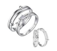 NOLITOY 2Pcs Elegant Couple Index Finger Rings Silver for Men and Women Wedding and Anniversary Jewelry Simple Design Symbolizing Love Gift for Engagement and Special Occasions