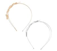 NOLITOY 2Pcs Elegant Dual Tone Alloy Tiara Butterfly Hair Hoop Lightweight French Inspired Headband for Women Comfortable Boho Wedding and Prom Accessory Gold Silver for Spring and Summer