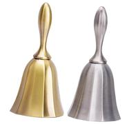 NOLITOY 2pcs European Style Desk Hand Bells for Restaurant Service and School Classroom Use Cast Zinc Alloy with Retro Design Extra Loud Chime for Home Bar Office and Reception