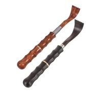NOLITOY 2Pcs Extendable Wooden Back Scratcher with Telescopic Handle - Portable Unisex Itch Relief Tool Made of Purpleheart and Mexican Rosewood for Home and Travel Use