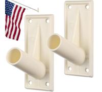 NOLITOY 2Pcs Flag Pole Bracket Wall Mount Holder for Garden and Holiday Brackets Weatherproof Metal Flagpole Base Stable Double Flag Pole Mount Easy Installation