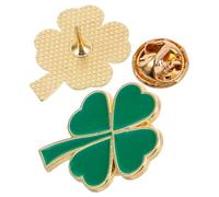 NOLITOY 2pcs Four-leaf Clover Brooch Lapel Pins for Women, Green Alloy Shamrock Pin, Compact and Elegant Design, for Holiday, Party, and St Patrick's Day Accessories