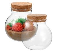 NOLITOY 2pcs Glass Ecological Bottle for Micro Landscape Sealed Round Terrarium Cork Stopper Decorative Moss Plant Container for Indoor Gardening and DIY Projects