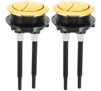 NOLITOY 2pcs Gold Dual Flush Toilet Tank Button Tool Round Cistern Push Replacement Bathroom Restroom Repair Accessory ABS Water Drain Valve Brass Color Plated System Home Hardware Spares 5.38 Inches