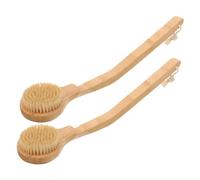 NOLITOY 2pcs Handled Shower Brush for Back Scrubbing and Exfoliating for Seniors and Disabled Individuals Gentle Massage Soft Bristles Khaki Cleaning Tool
