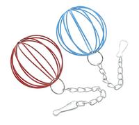 NOLITOY 2pcs Hanging Iron Rabbit Feeder Balls for Small Pets Multi-function Grass Sphere Food Holder with Chain for Bunny Guinea Pig Hamster Cage Use