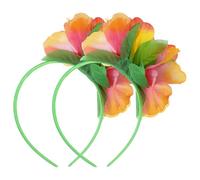 NOLITOY 2pcs Hawaiian Style Flower Headbands for Women Silk Cloth and Plastic Material Party Accessory Eye Catching Design for Beach Party