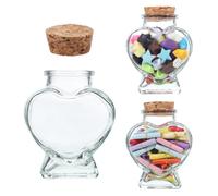 NOLITOY 2Pcs Heart Shaped Glass Bottles with Cork Stoppers, 50ml Mini Transparent Wishing Jars for DIY Crafts, Honeymoon Sand Keepsake, Potion Spell Jars & Wedding Party Favors
