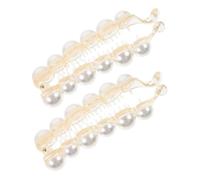 NOLITOY 2pcs Large Pearl Banana Hair Clips for Women Non-slip Vertical Claw Design Thick Hair Hold Elegant for Daily Wear and Special Occasions