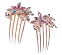 NOLITOY 2pcs Luxury Rhinestone Inlaid Flower Hair Comb with Long Teeth Korean-inspired Side Barrette for Women and Elegant Floral Wedding Accessories Secure Design for Versatile Hairstyles