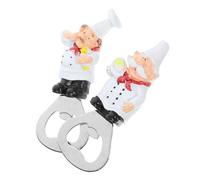 NOLITOY 2pcs Magnetic Chef Shaped Bottle Opener Cartoon Resin Beer Cap Opener with Fridge Magnet Multifunctional Kitchen Decoration for Removal and Vintage Style