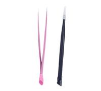 NOLITOY 2Pcs Manicure Tweezers Nail Art Tools Dual Head Stainless Steel Nail Tool with Silicone Pressing Tip for Home and Professional Use